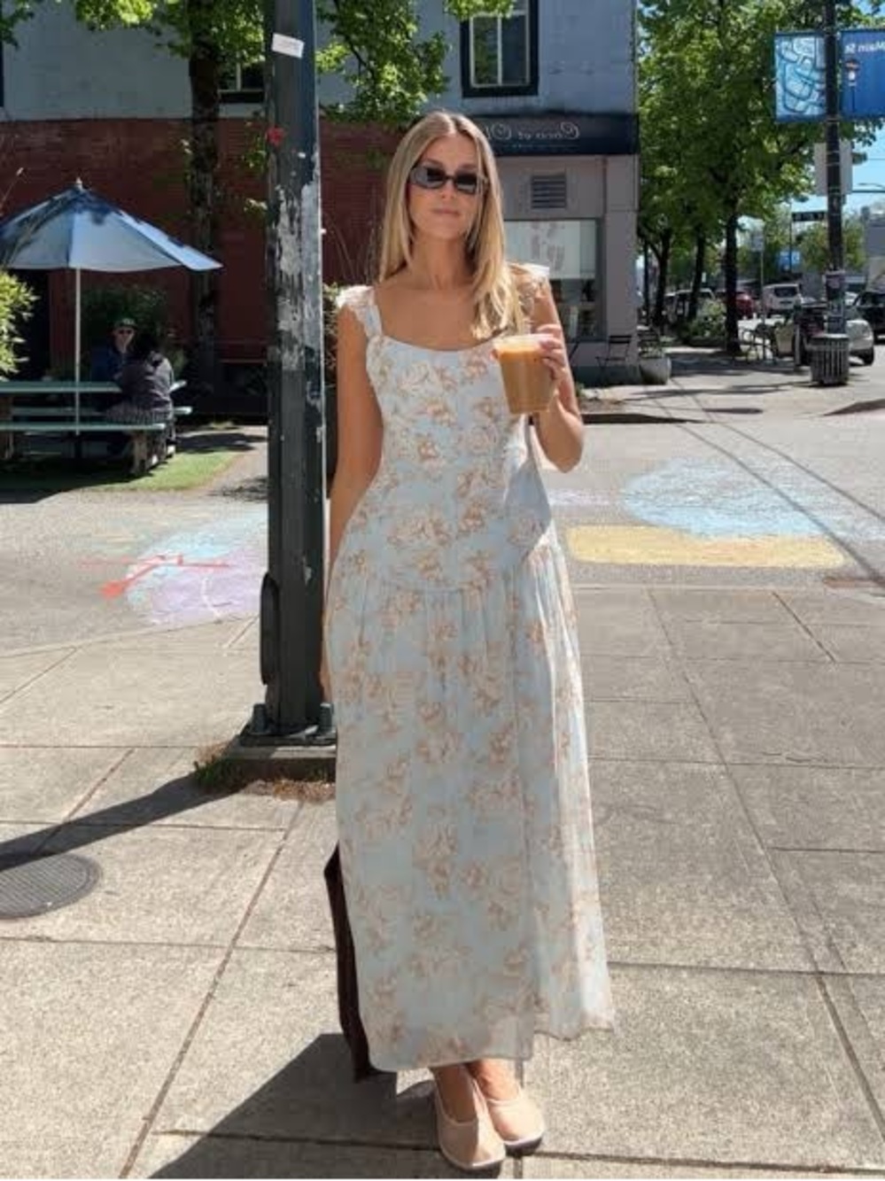 Park & Fifth Light Blue Floral Maxi Dress